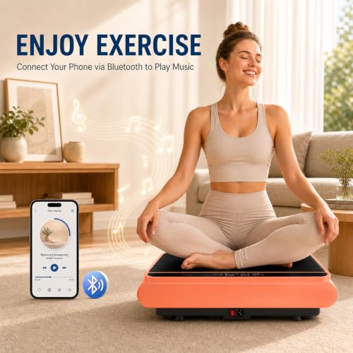 Natini Vibration Plate Exercise Machine - Power Vibrating Plate for Lymphatic Drainage,Whole Body Workout Machine for Women Weight Loss Home Fitness, - style: BT-Orange