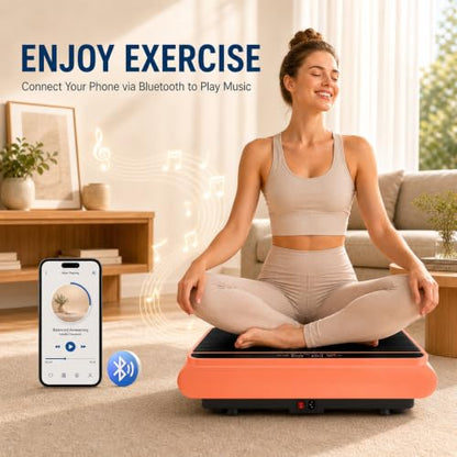 Natini Vibration Plate Exercise Machine - Power Vibrating Plate for Lymphatic Drainage,Whole Body Workout Machine for Women Weight Loss Home Fitness, - style: BT-Orange