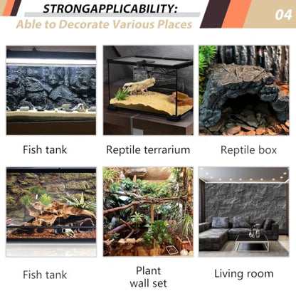 23.6x17.7in Rock Terrarium Background,3D Reptile Tank Background Board,Amphibian Stereo Backdrop Wall,Lizard Snake Gecko Spider Turtle Fish pet silo Background Decorative Panel(Brown) - color: brown-23.6"* 11.8"（1pcs）