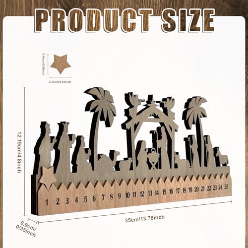 Cinrobiye Countdown to Christmas Wooden Nativity Advent Calendar,2025 Countdown Advent Calendar Christian Religious Xmas Decorations for Door Table Wall Mantel Holiday Farmhouse Decor (Nativity)
