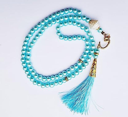 Islamic Tasbih Tasheeh 99 Beads Muslim Prayer Beads Ramadan EID Gift (Sky Blue) - color: Sky Blue