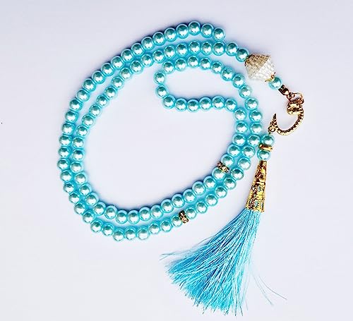 Islamic Tasbih Tasheeh 99 Beads Muslim Prayer Beads Ramadan EID Gift (Sky Blue) - color: Sky Blue