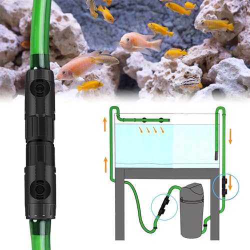 MiOYOOW Aquarium Hose Valve, Fish Tank Hose Connector Aquarium Water Control Valve with Quick Release Handle for 12/16MM Pipe - color: 12mm to 16mm