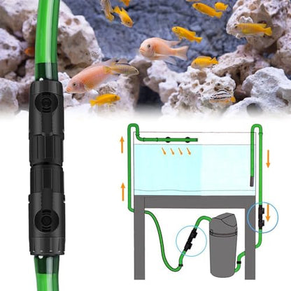 MiOYOOW Aquarium Hose Valve, Fish Tank Hose Connector Aquarium Water Control Valve with Quick Release Handle for 12/16MM Pipe - color: 16mm to 16mm