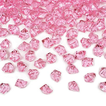 Fake Ice Rocks, 150 PCS Pink Acrylic Ice Rocks Pink Fake Crushed Ice Cubes,Vase Fillers for Valentine's Day - color: Pink-16*22mm-150pcs