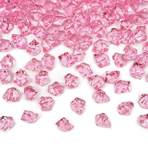 Fake Ice Rocks, 150 PCS Pink Acrylic Ice Rocks Pink Fake Crushed Ice Cubes,Vase Fillers for Valentine's Day - color: Pink-16*22mm-150pcs