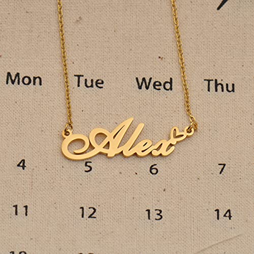 HUAN XUN 맞춤형 맞춤 제작 여성용 목걸이 골드 실버 | 18k Gold Plated Nameplate Heart Pendant,Adjustable Delicate Chain,Personalized Gifts for Mother Day Christmas Birthday - color: 브리아나 - 골드