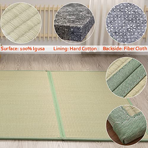 Natural Igusa Rush Grass Floor Tatami Mat,Twin, 79" x 39" x 0.5" | Japanese Portable Folding Firm Traditional Bed Mattress, Foldable Pad Futon,for Sleeping,Sitting,Yoga,Relaxing,Zen - size: Twin