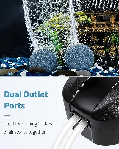 Uniclife Aquarium Air Pump Dual Outlet Fish Tank Aerator with Accessories for 5-200 Gallon Tank - style: 100 - 200 Gallons