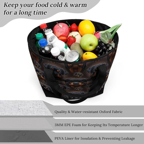 SWEET TANG Insulated Cooler Bag Rottweiler Grocery Bag for Travel Beach or Picnic - color: Pattern 93