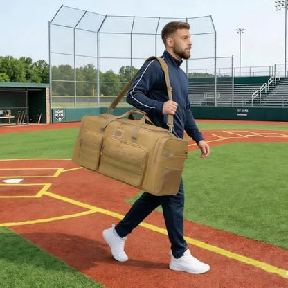 135L Large Duffle Bag, Heavy Duty Duffle Bag for Travel, Extra Large Sports Gym Equipment Bag for Soccer Baseball Basketball Hockey Football, Brown - color: Brown