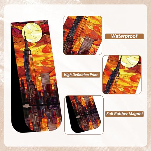 Fantasy Magnetic Bookmarks, 30 Pcs Stained Glass Magnet Book Markers, Aesthetic Book Marks Gifts for Reading Women Book Lovers - style: Fantasy