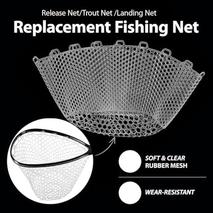 Rubber Fishing Net Replacement Hook Resist Net for Fly Fish Landing Net - color: White, size: S:Fits Hoop 11.81"-13"|Net Dia. 11.81"|Depth 9"