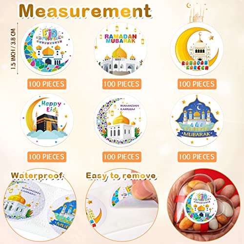 Nezyo 600 Pieces Ramadan Mubarak Stickers Eid Islamic Kareem Wall Window Stickers Ramadan Envelopes Gift Bags Labels for Eid Party Decorations(Cartoon Style) - style: Cartoon Style