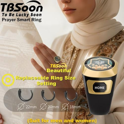 Color Screen Tasbih Smart Ring,Tasbeeh Counters,Prayer Smart Ring,Replaceable Pictures,Electronic Rosary,Forgiveness ring,Large Battery,Large Screen Display,Eid al-Fitr Eid al-Adha Ramadan Gift - color: Rose Golden