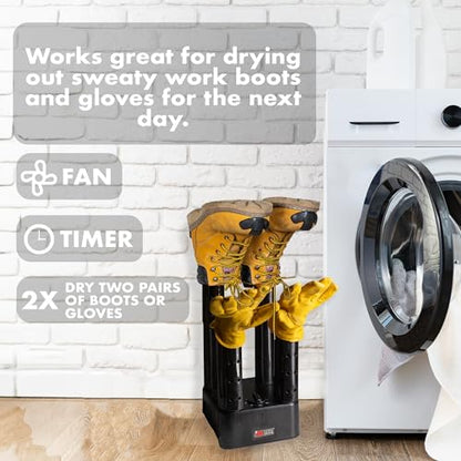 JobSite Mighty Dry Boot Dryer with Heavy Duty Boot Scraper - Boots Dryer with Heat Blower Fan - Fast Glove & Shoe Dryer - Helps Reduce Odor