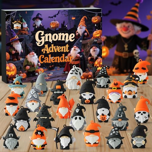 Gnome Advent Calendar 2026 Halloween,24 Day Halloween Countdown Calendar with 24 Collectible Gnome Gifts for Kids Boys Girls Toddlers Boo Basket Stuffers - color: Multi Gnome