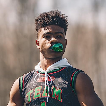 Battle Sports Chrome Oxygen Football Mouthguard | Maximum protection, Safe secure comfortable fit, Breathable built-in airflow channels, No boil required, Advanced composite - color: Silver