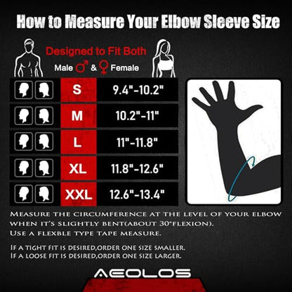 AEOLOS Compression Elbow Sleeves(Pair), 5mm Neoprene Elbow Barces for Weightlifting Powerlifting Tennis Golf and Basketball (X-Large, Black) - size: X-Large