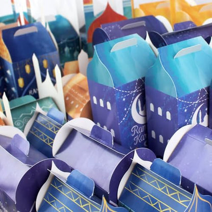 OASHISU 30 PCS 3D Ramadan Eid Mubarak Treat Boxes with Number Stickers, for Eid Mubarak Goodie Paper Boxes,Ramadan Kareem Box, School Classroom Party Favor Decorations