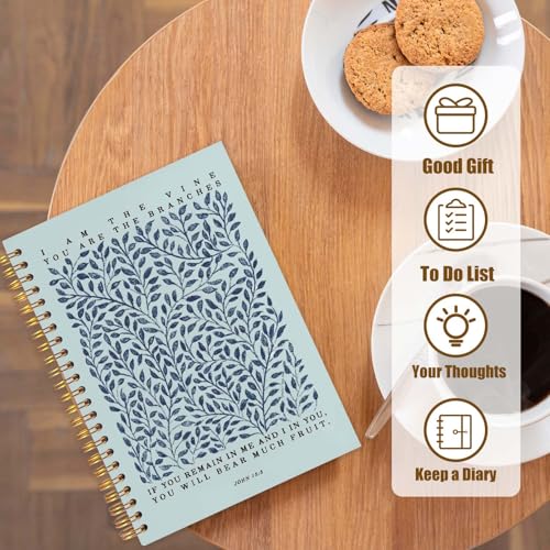 Likjad Christian Spiral Notebook Journal 5.5x8.3, Botanical Bible Scripture Journals for Writing, Religious Christian Gifts for Women, Bible Verse Hardcover Notebooks for Note Taking（BABY BLUE） - color: Botanical Bible Four