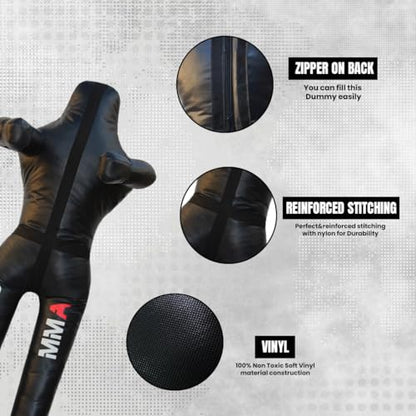Bestzo MMA Grappling Dummy for Adult,Wrestling Dummy Jiu Jitsu, Judo Punching Bag Sparring Self Defense Training Dummy Black - Unfilled - size: 59 inches (5 ft)