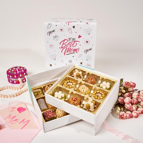 Layla’s Delicacies Mediterranean Treats Gift Box for Mother's Day - Handmade Healthy Mixed Nutty Flavors Pastries - Halal, Vegetarian, Gluten Free - 23 Bite-Size Treats - color: Mother's Day Gift Box, size: 23 Count (Pack of 1)