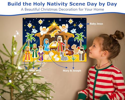 Nativity Advent Calendar 2025 - Religious Nativity Scene Christmas Countdown Stickers for Kids Christian Advent Calendar Christmas Activities Decorations Gifts