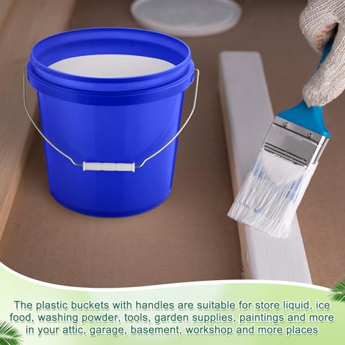Tioncy 10 Pcs 2 Gallon Plastic Buckets with Lids and Handles,Blue | Storage Pails for Paint, Cleaning, Organizing, Durable Containers, Metal Handles, Plastic Material - color: Blue