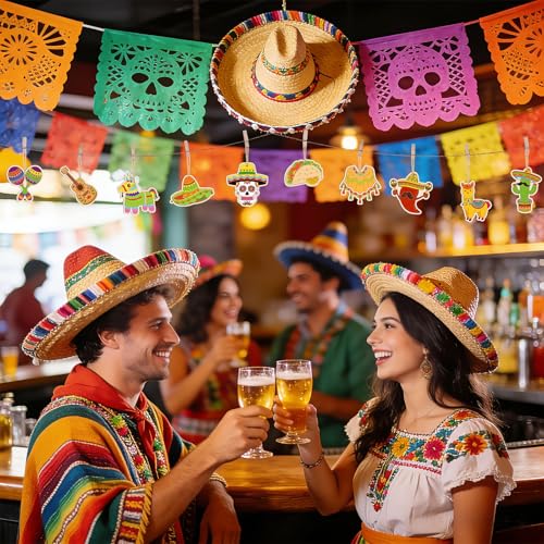 36피스 나무 Cinco De Mayo 공예 장식 멕시코 공예 아동용 피에스타 파티 장식품, 12가지 스타일 DIY 빈 미완성 컷아웃 나무 걸이 멕시코 테마 카니발 타코 생일 파티용 - color: 할로우 선인장