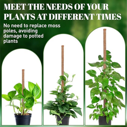 54 Inch Moss Pole for Climbing Plants Indoor | 3 Pack 16 Inch Monstera Plant Support Coir Plant Pole Sticks Support Stakes for Potted Plants, Pothos, Philodendron
