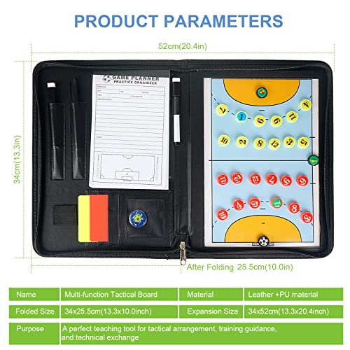 Pure Vie Portable Magnetic Soccer Coaching Board Football Tactics Clipboard | Soccer Strategy Whiteboard for Coaches Training and Matches, Dry Erase Board with Magnet, Pen Football Sport Coach Must Haves - color: 20.87'' X 12.20''
