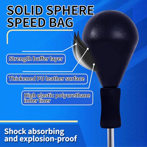 Stiatu Punching Bag with Stand, Heavy Boxing Bag Height Adjustable Reflex Bar and Speed Punching Bag for Adults & Youth, Home Gym Training Equipment for MMA Fitness Stress Relief - color: Black