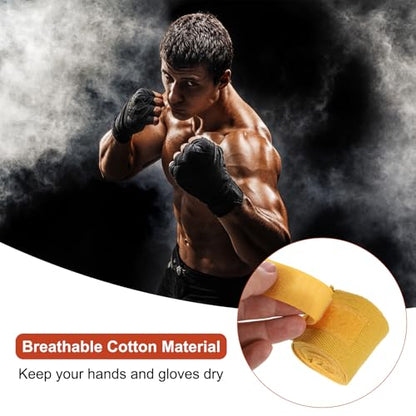 PATIKIL Boxing Hand Wraps, Elastic Boxing Wraps Cotton Fist Mitts Wrist Straps Protection for Muay Thai Martial Art - color: Yellow, size: 98 inch