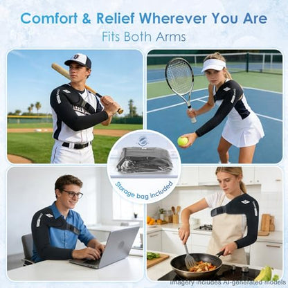 ComfiTECH Reusable Shoulder Arm Ice Pack Wrap for Pitcher & Recovery, XL | Flexible Gel Ice Pack for Shoulder & Elbow & Arm Cooling, Adjustable Arm Cold Sleeve for Throwing Athletes & Muscle Comfort - size: Extra Large, style: Black