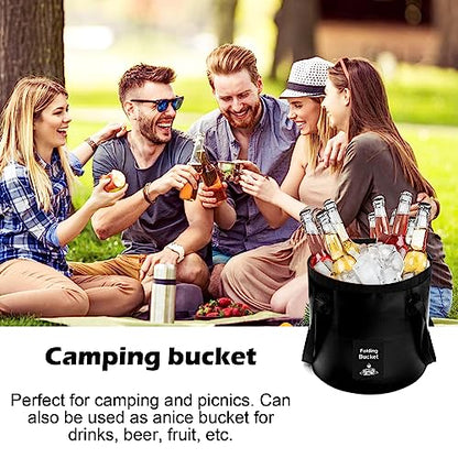 Collapsible Bucket with Handle, Lightweight Folding Water Container, Portable Collapsible Bucket for Fishing, Camping, Hiking, Backpacking, Outdoor Survival, Car Washing Black 20L - size: 20L