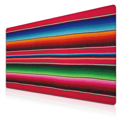 Desktop Mat Colorful, Desk Mouse Pad Gaming Desk Mats, Office Items Non-Slip Rubber Base Waterproof with Stitched Edges, 35.4 X 15.7 inch for Work/Game/Office/Home Mexican Stripes Style - color: Mexican Stripes Style
