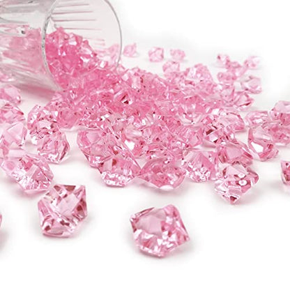 Fake Ice Rocks, 150 PCS Pink Acrylic Ice Rocks Pink Fake Crushed Ice Cubes,Vase Fillers for Valentine's Day - color: Pink-16*22mm-150pcs