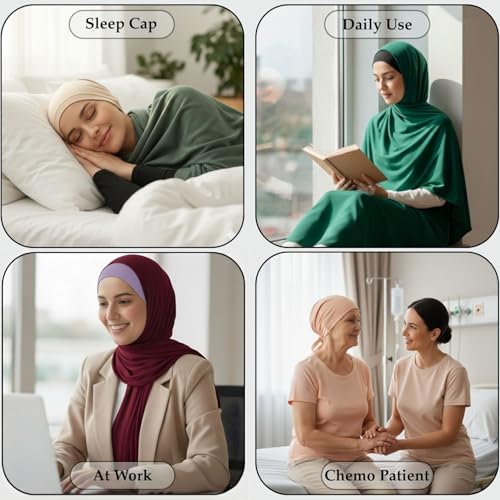The Grip Cap Non-Slip Hijab Undercap for Women – Breathable Under Hijab Cap – Athletic & Daily Wear–Black & Lilac - color: Black