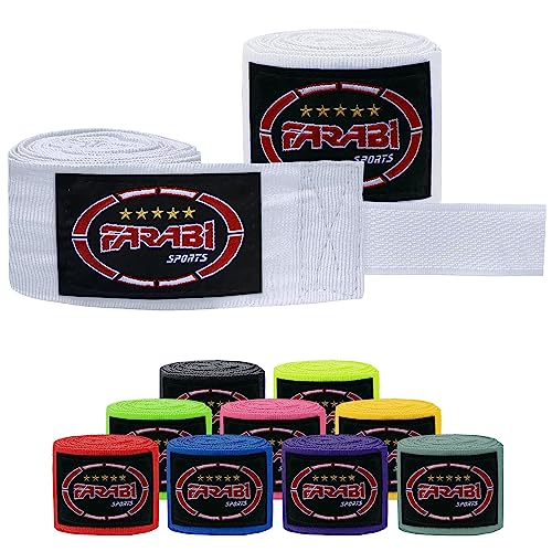 FARABI Kids Boxing Hand Wraps 100 Inches Long Junior Hand Wraps Boxing Hand Wraps Muay Thai Hand Wraps MMA Boxing Hand Wraps Men Boxing Hand Wraps Kids Boxing Hand Wraps Inner Gloves - color: White