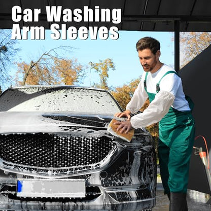 Yzurbu 2 Pairs Arm Sleeves Covers, Soft Waterproof Oil-proof Sleeves Protector for Arm with Elastic on Cuffs - color: White - 2 Pairs