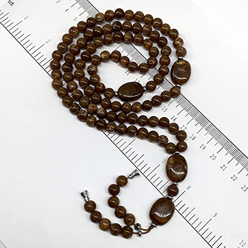 -8MM -99 Beads Necklace DHIKR TASBIH Collection- Imitation Acrylic Muslim Beads-Tesbih-Tasbih-Tasbeeh-Misbaha-Masbaha-Subha-Sebha (Brown-1) - color: Brown-1