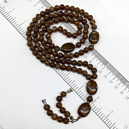 -8MM -99 Beads Necklace DHIKR TASBIH Collection- Imitation Acrylic Muslim Beads-Tesbih-Tasbih-Tasbeeh-Misbaha-Masbaha-Subha-Sebha (Brown-1) - color: Brown-1