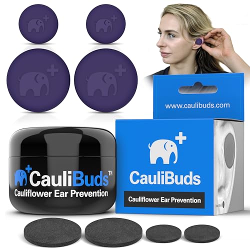 CauliBuds™ Cauliflower Ear Magnet - Premium Silicone Ear Magnets Cauliflower Ear - Pressure Earrings Magnetic Ears - Treatment in BJJ, Wrestling, MMA, & Rugby - Cauliflower Ear Draining Kit (Purple) - color: Purple