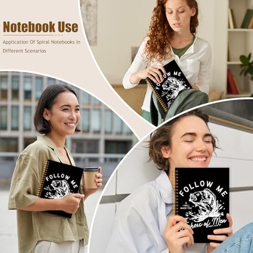 WUCHJ Black Retro Fish Christian Notebook, Matthew 4:19 Bible Verse Journal, Religious Scripture Spiral Notebook Journal for Note Taking, Christian Faith Based Gifts for Women Men, 5.5x8.3 Inch - color: black fish follow me