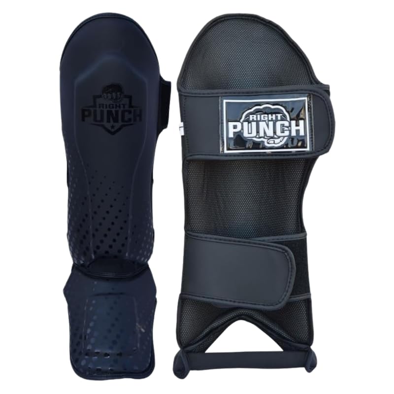 Shin Guards Kickboxing Leg Pads with Instep Protection, Muay Thai MMA Martial Arts Kicking Sparring Training Gear - color: Black, size: Medium