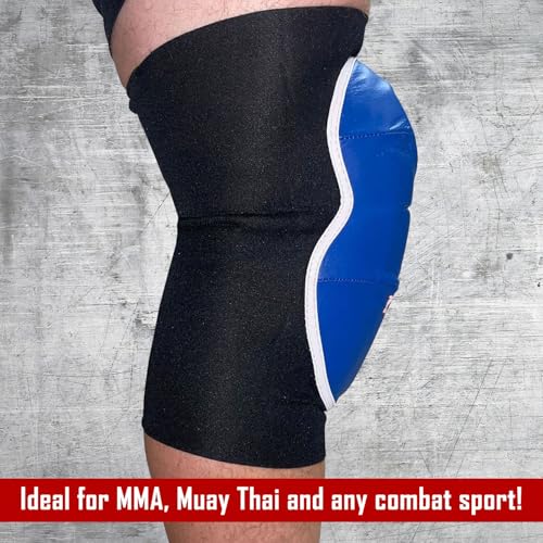 Combat Sports MMA Advanced IMF Tech™ Knee Pads – Injected Molded Foam, Leather Striking Surface, Neoprene Sleeve Support (Regular, New) - size: Regular, New