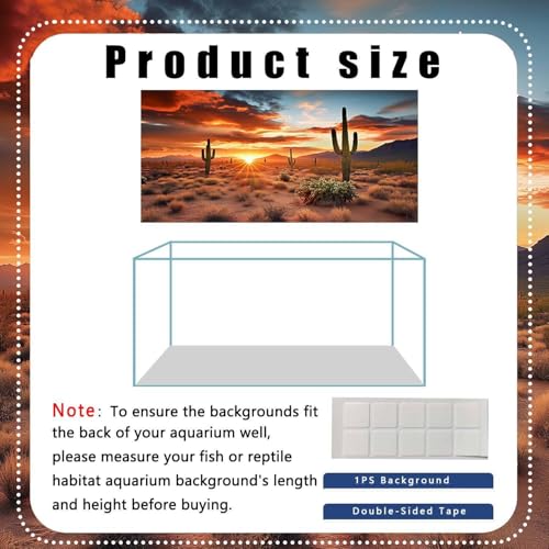 30X12IN 3 Pack Aquarium Terrarium Fish Tank Background, Reptile Habitat Bearded Dragon Tank Background, Polyester Black Rock Sun and Desert Cactus Terrarium Decor Wallpaper - size: 30X12in/75X30cm