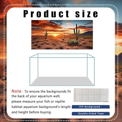 36X24IN 3 Pack Aquarium Terrarium Fish Tank Background, Reptile Habitat Bearded Dragon Tank Background, Polyester Black Rock Sun and Desert Cactus Terrarium Decor Wallpaper - size: 36X24in/90X60cm