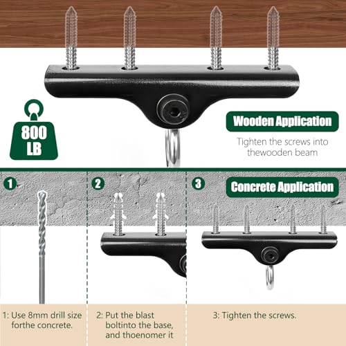 Heavy Duty Punching Bag Hanger Ceiling Mount with Bearing 900 LB Capacity Stainless Steel Swing Hardware for Indoor Hanging Chair Outdoor Swing Set